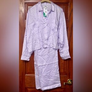 Brand New VS PINK Tensel Purple Floral Pajama Set Size L